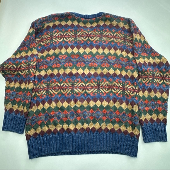Gant Hand Framed Sweater Mens L Multicolor Striped V Neck Pullover 80s Vintage - Picture 5 of 7